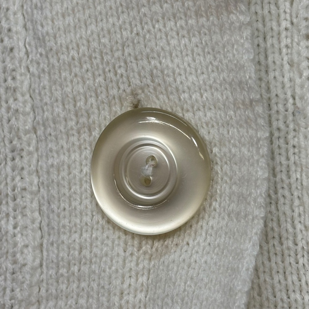 Cardigan Sz XL Women Cream Boho Embroidered Flower Shawl Collar Knit Sweater - Picture 3 of 7